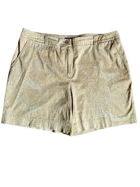 Jones New York shorts khaki flat front floral stretch 14